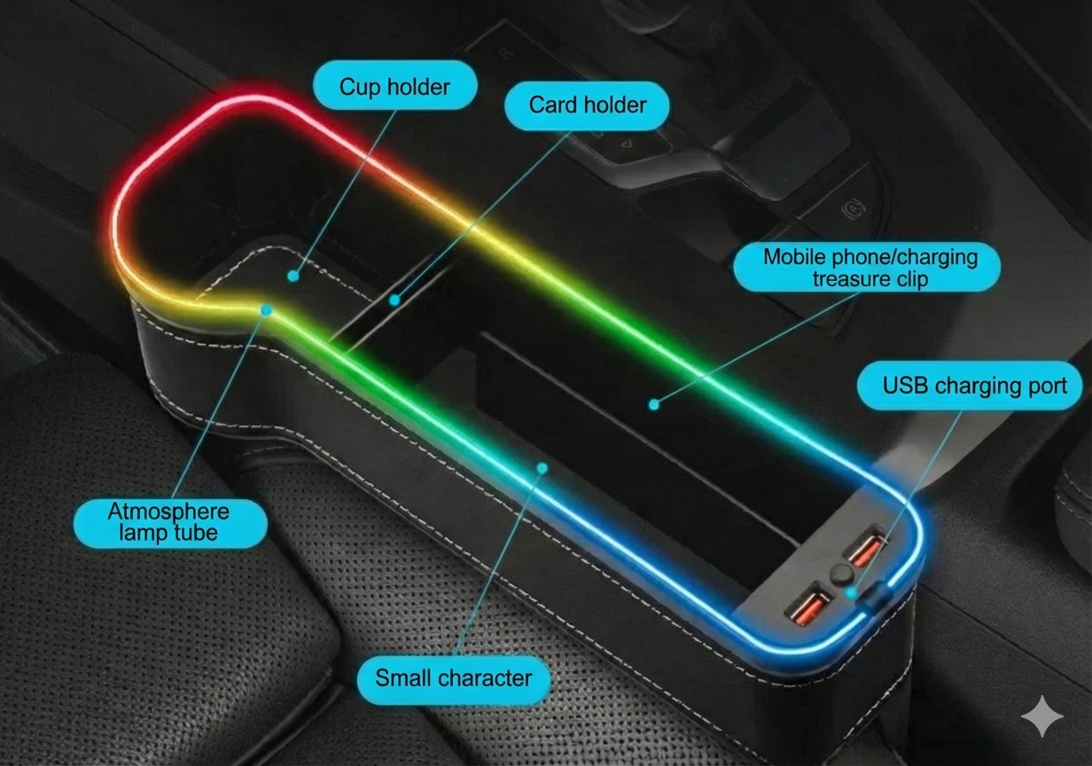 Organisateur de Console MyNexvia™ - Luxe, LED & Recharge USB